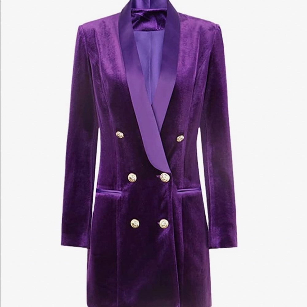 Woman’s Blazer Dress Long Sleeve Formal Work Office Jacket W/Pockets Shawl Coat